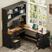 Space Saving L-Shaped Computer Desk With Keyboard Tray & Charging Stations Hearth and Haven