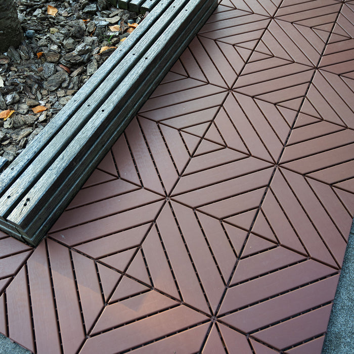 Interlocking Deck Waterproof Outdoor Patio Tiles (Set of 44) - Brown Daily Nest