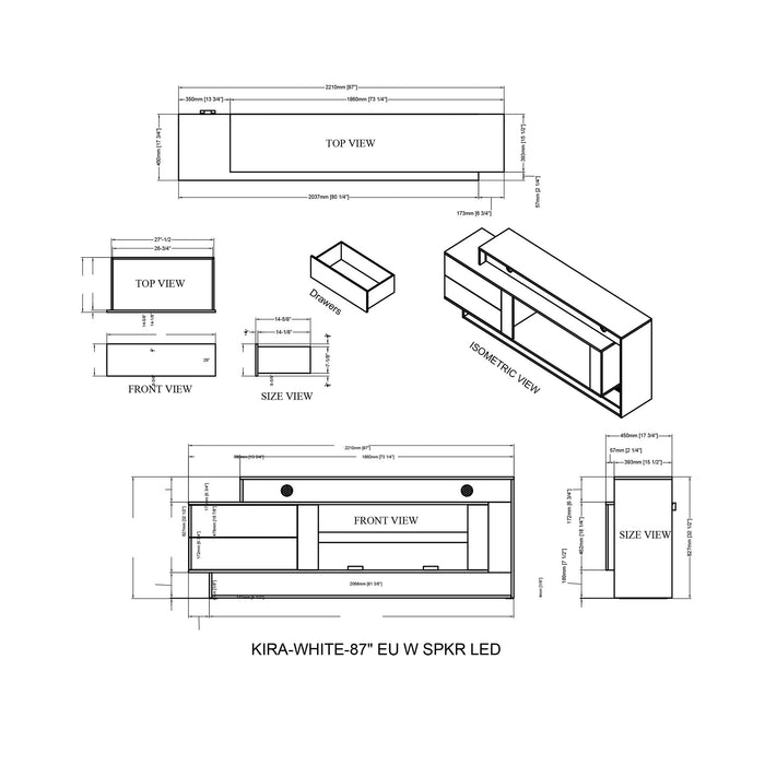 Kerry - Entertainment Unit With Speaker And LED Lighting - White Global Furniture USA