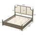 Farmhouse Platform Bed Frame & Tall Upholstered Headboard Home Essentials