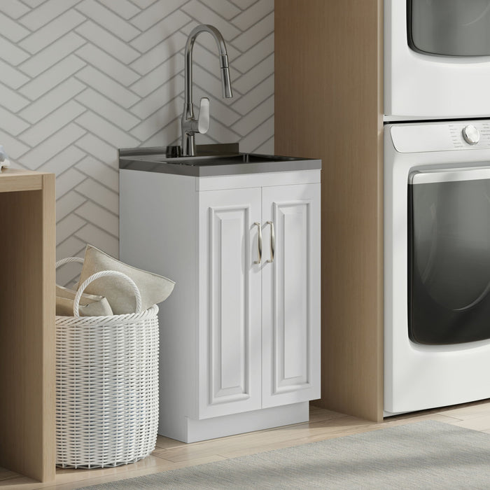Darwin - Deluxe Laundry Cabinet With Pull-Out Faucet And Stainless Steel Sink Simpli-Home