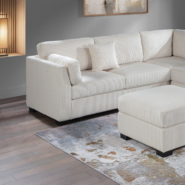 Contemporary L - Sectional Sofa Set With Ottoman And Pillows Home Essentials