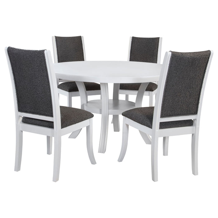 Tyler Pearl - 5 Piece Round Dining Table Set - White