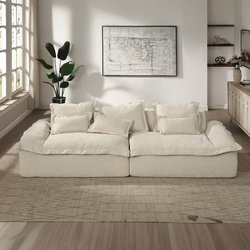 Jesse - Oversized Sofa With 6 Pillows - Beige Linen ACME