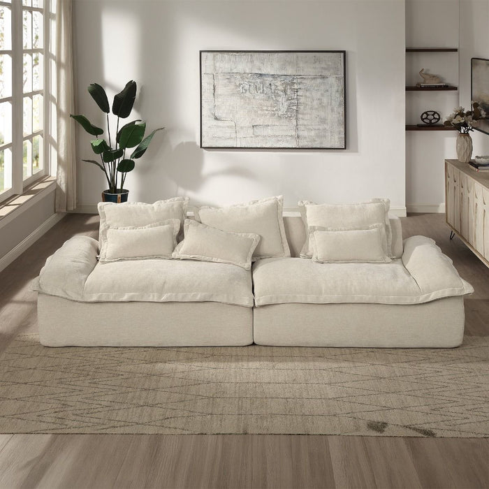 Jesse - Oversized Sofa With 6 Pillows - Beige Linen ACME