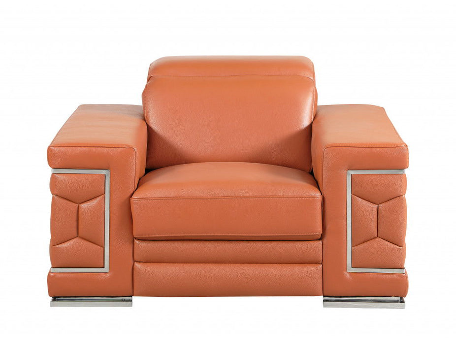 Three Piece Indoor Italian Leather Six Person Seating Set - Camel