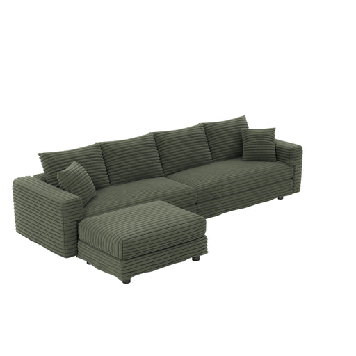 Convertible Deep Seat Sofa With Soft Pillows And Ottomans Home Essentials