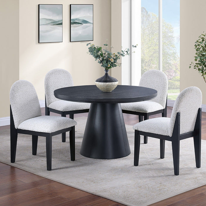 5 Piece Round Dining Set With With Chairs - Black / White Home Essentials