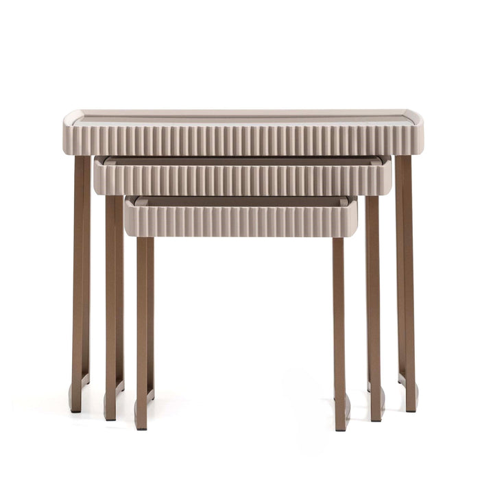 Lisbon - Nesting Tables (Set of 3) - Silken Cream / Bronze