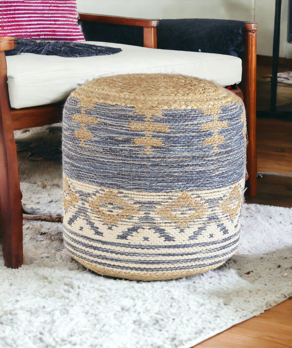 Jute Ottoman - Blue