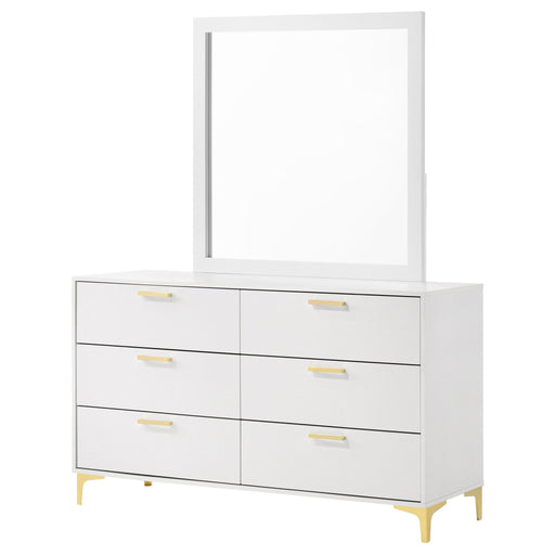 James - 6 Drawer Dresser With Mirror - White Furniture Max