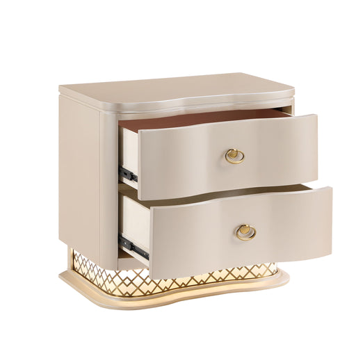 Flora - 2 Drawer Nightstand With LED - Champagne Matrix Furniture Group