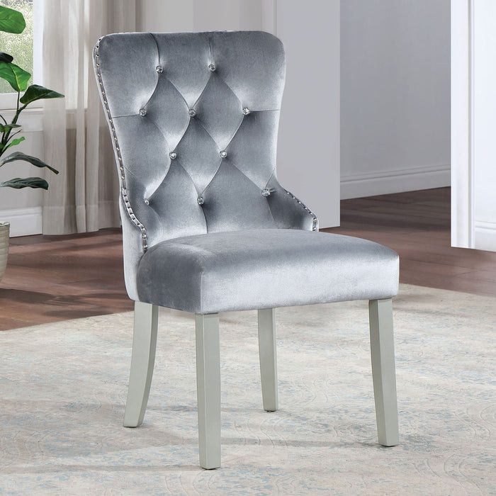 Upholstered Wingback Dining Chair (Set of 2) - Dark Gray / Silver Home Essentials