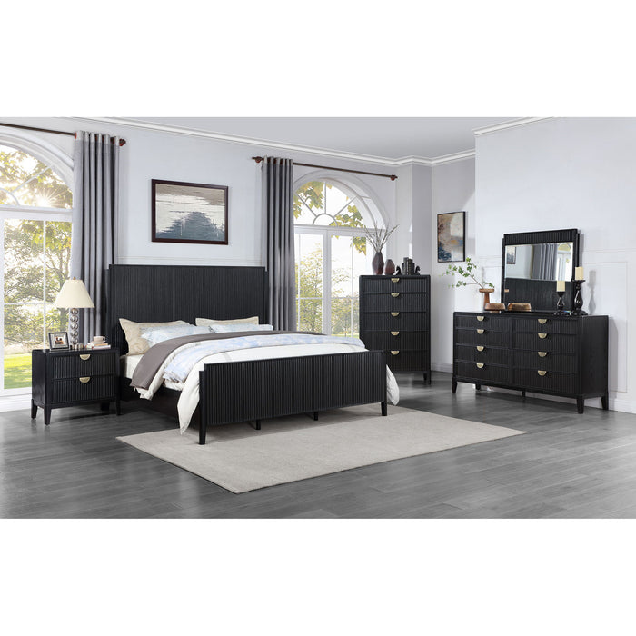 California King 5 Piece Bedroom Set With Fluted Detailing - Black Furniture Max