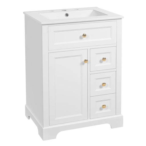 Modern Bathroom Vanity With Sink, 3 Drawers & Cabinet With 2 Tier Door Storage Hearth and Haven