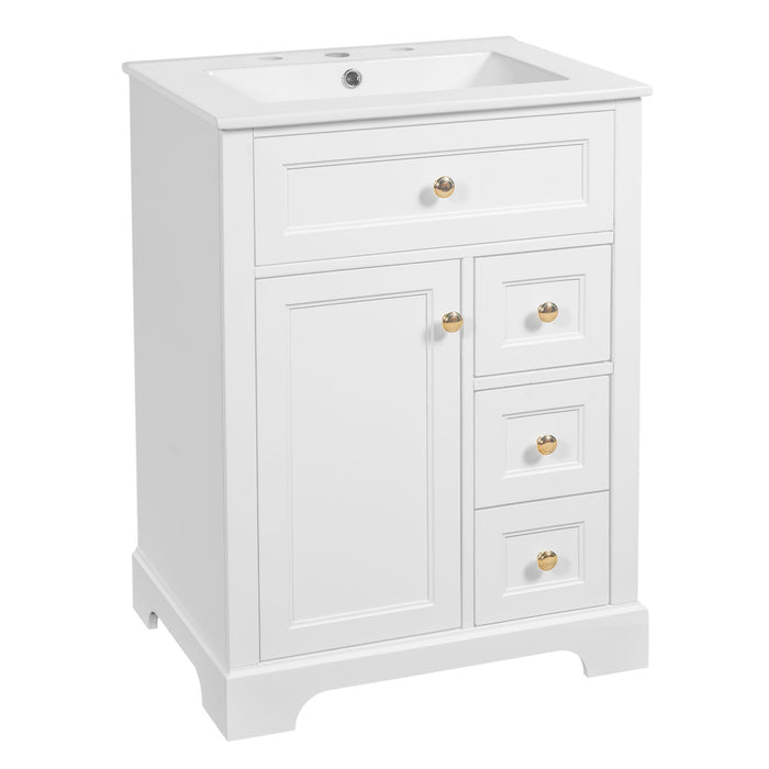 Modern Bathroom Vanity With Sink, 3 Drawers & Cabinet With 2 Tier Door Storage Hearth and Haven