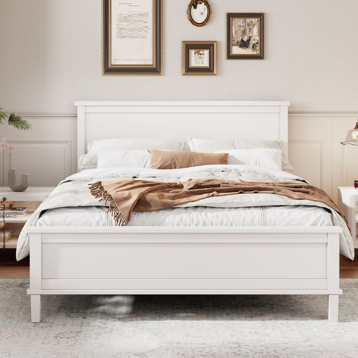 Queen Size Platform Bed With Tapered Pine Legs, No Box Spring Needed - White Hearth and Haven