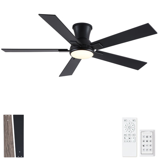 Low Profile Flush Mount Intergrated LED Ceiling Fan With Light And Reversible Quiet Motor Daily Nest