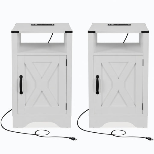 Farmhouse Nightstand, Charging Station & Storage Home Essentials