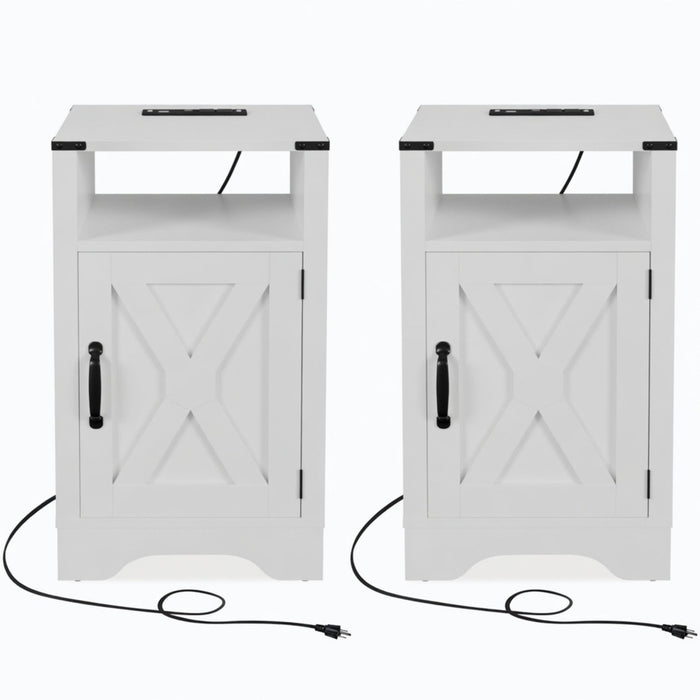 Farmhouse Nightstand, Charging Station & Storage Home Essentials