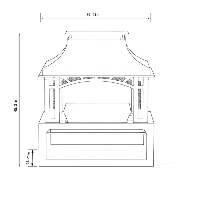 40" Wood Burning Fireplace, 50000 Btu Steel Fire Pit, Wood Burning Chimney For Outside Patio Deck Garden Backyard - Black