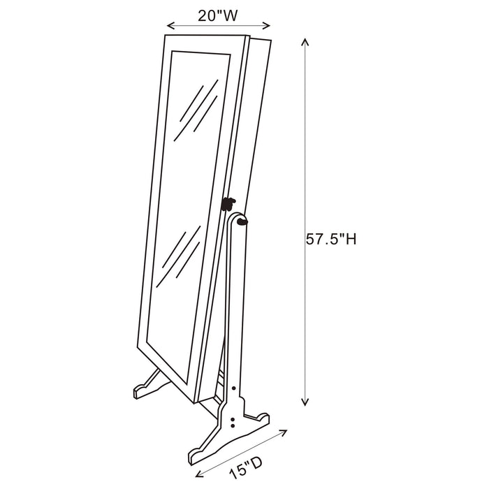 Rosalba - Jewelry Cheval Mirror With Tilting Full Length Mirror And Hidden Storage - Light Gray Furniture Max