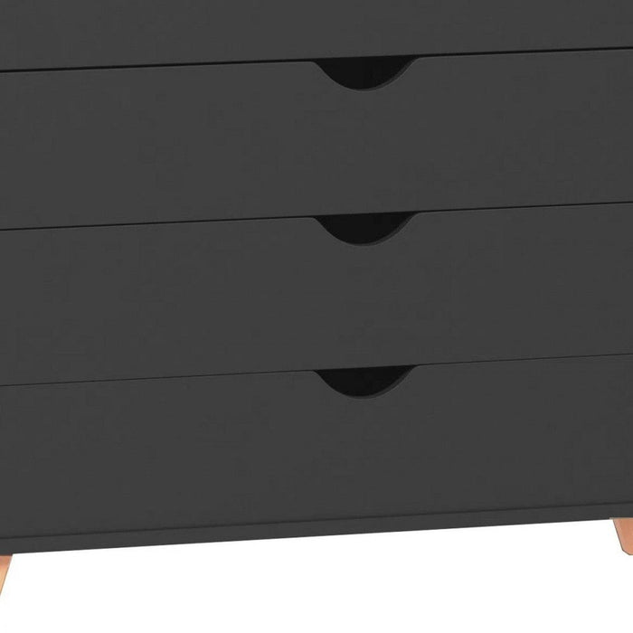 Solid Wood Four Drawer Dresser - Black