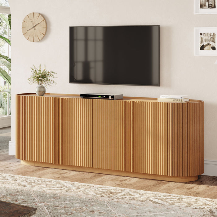 TV Stand With Fluted Tambour Style Door Hearth and Haven