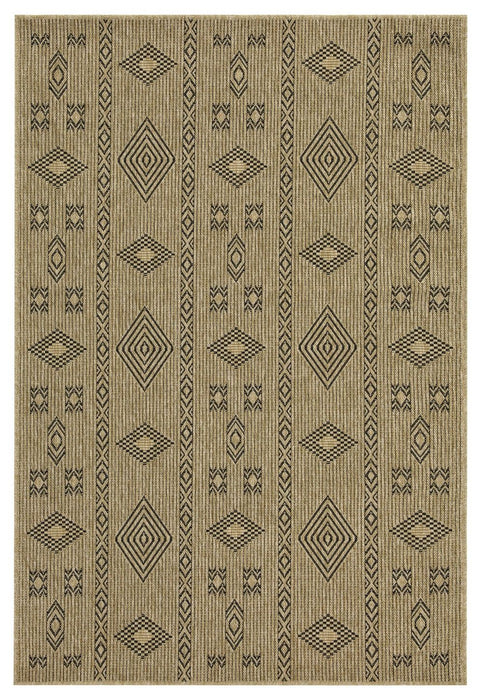 Earth - 5'3" X 7'3" Indoor, Outdoor Area Rug Polypropylene - Jute / Black