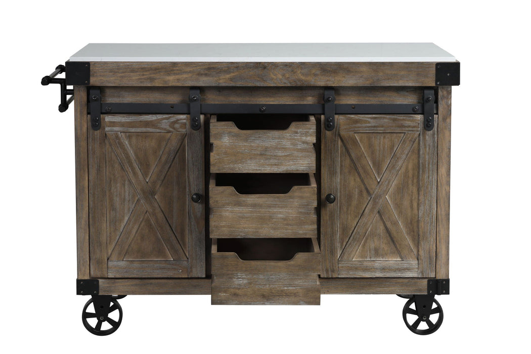 Alforvott - Kitchen Island - Marble Top & Weathered Gray ACME