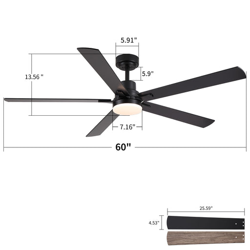 Ceiling Fan With Lights And Remot With Quiet DC Motor, 6 Speeds, Reversible Blades - Black Daily Nest