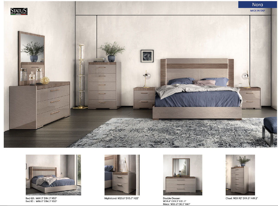 Nora - King Size Bed With Light - Beige / Light Brown Status Italy