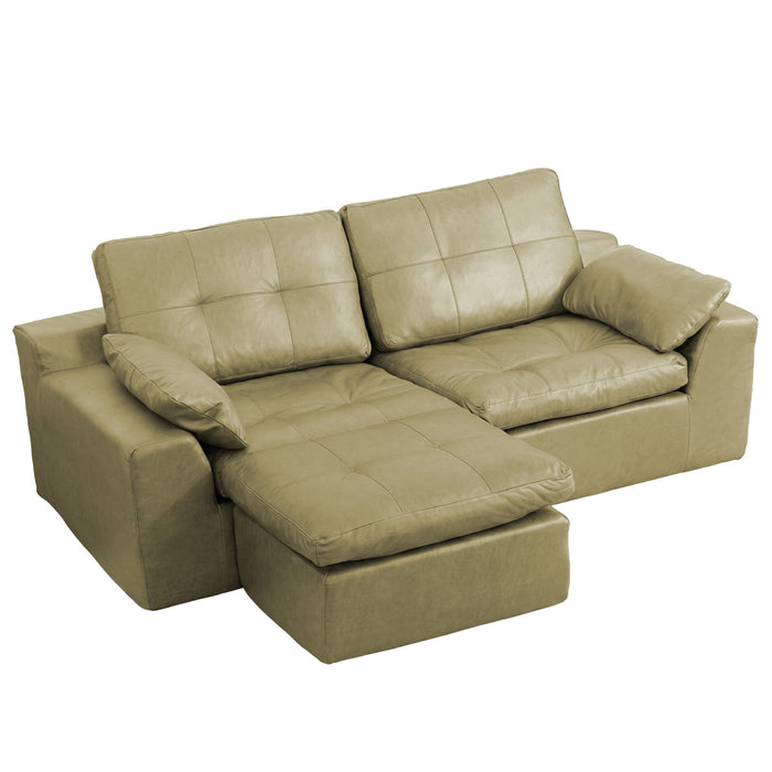 L - Shaped Modular 2 Seater Sofa With Movable Ottoman And High Density Sponge Cushions For Living Room Home Essentials