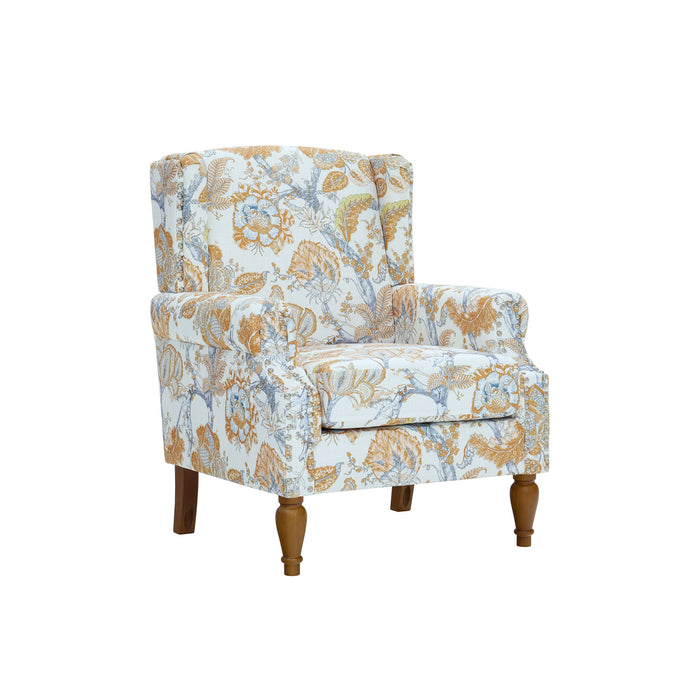 Accent Chair With Floral Upholstery And Nailhead Trim Home Essentials