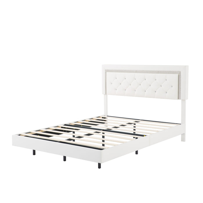 Platform Bed Frame With Adjustable Upholstered Headboard, RGB LED Lights, No Box Spring Needed Home Essentials