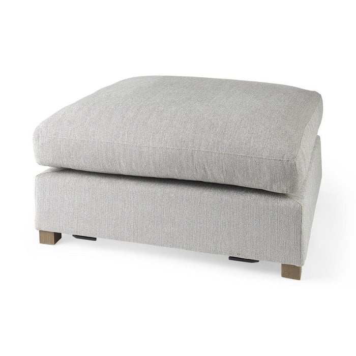 Polyester And Brown Cocktail Ottoman - Light Gray