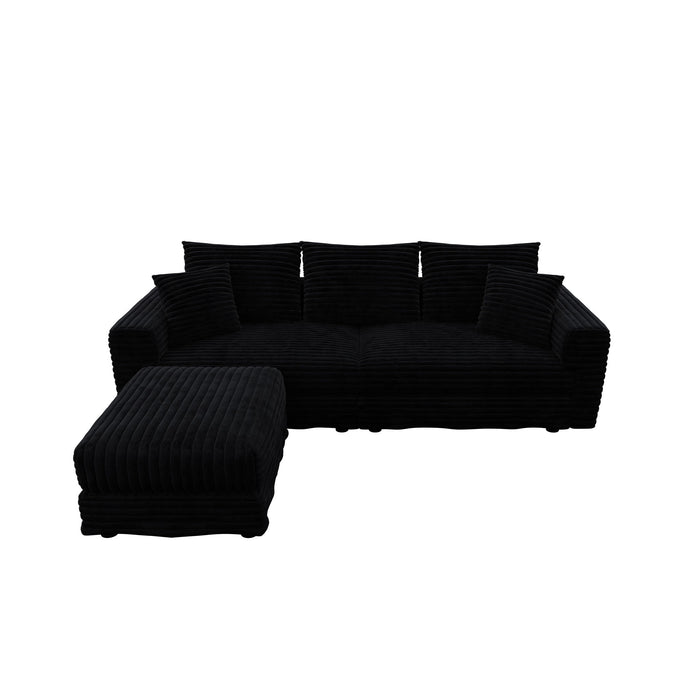 Deep Seat Convertible Sofa With Soft Pillows And Ottomans Home Essentials