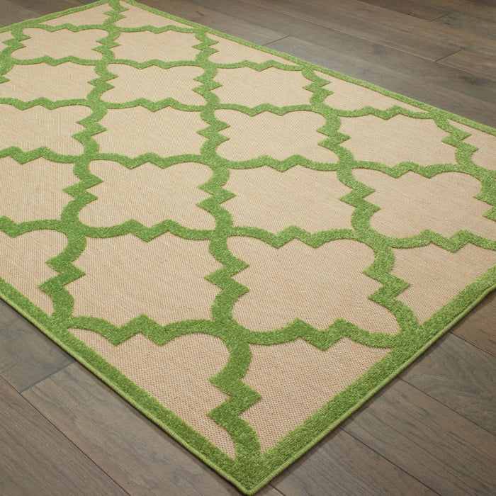 5' X 8' Geometric Stain Resistant Indoor / Outdoor Area Rug - Green