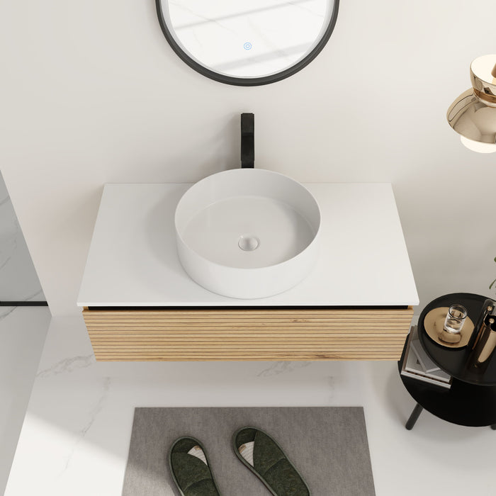 Wall Mounted Bathroom Vanity With Art Sink & 1 Soft Close Drawer Home Essentials