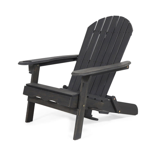 Zenithia - Outdoor Foldable Adirondack Chair With 2 Cup Holders Noble House