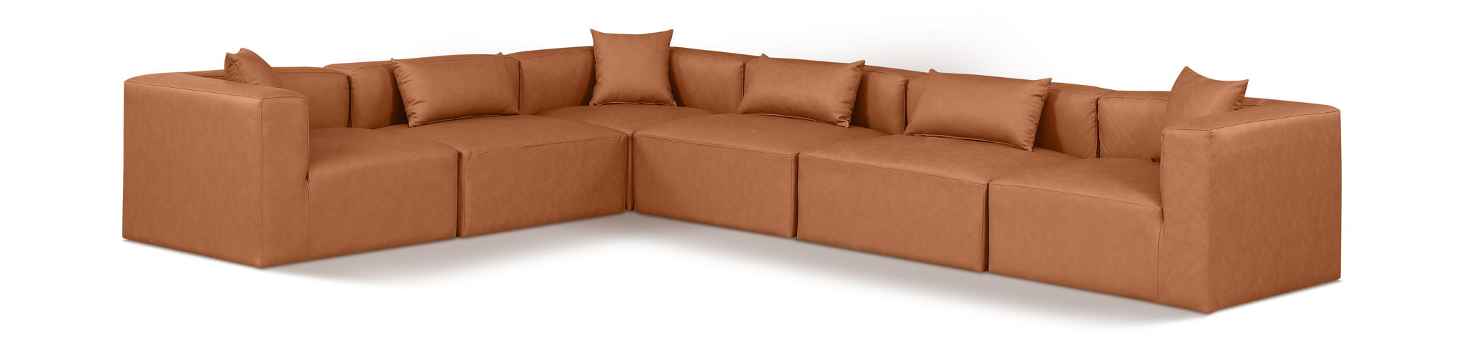 Cube - 6 Piece Modular Corner Sectional - Cognac Meridian Furniture