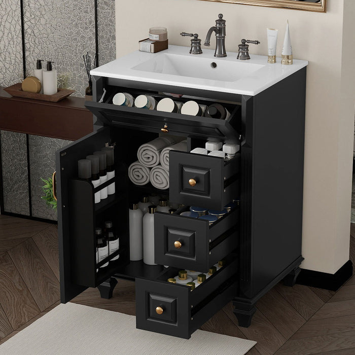 Freestanding Bathroom Vanity With Sink, 3 Drawers & Flip-Out Drawer Hearth and Haven