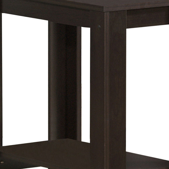 Wood End Table With Shelf - Dark Brown