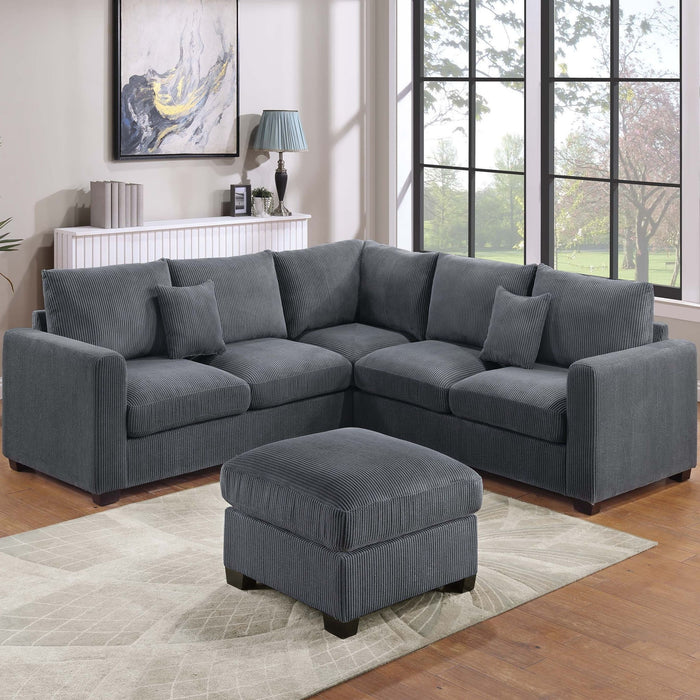 Modern Style L-Shaped Sectional Set With Ottoman Home Essentials