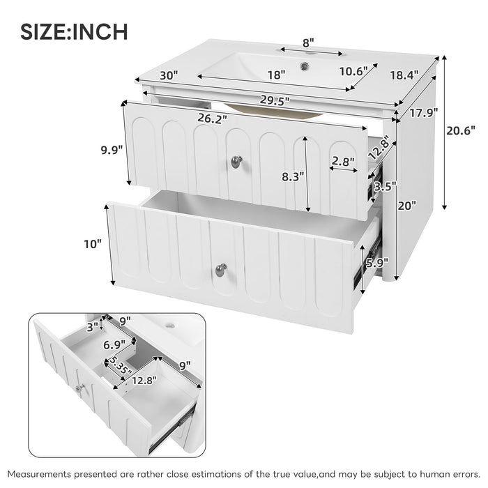 Floating Bathroom Vanity With Oval Knobs & Round Edge, Soft Close Drawer Slides Hearth and Haven