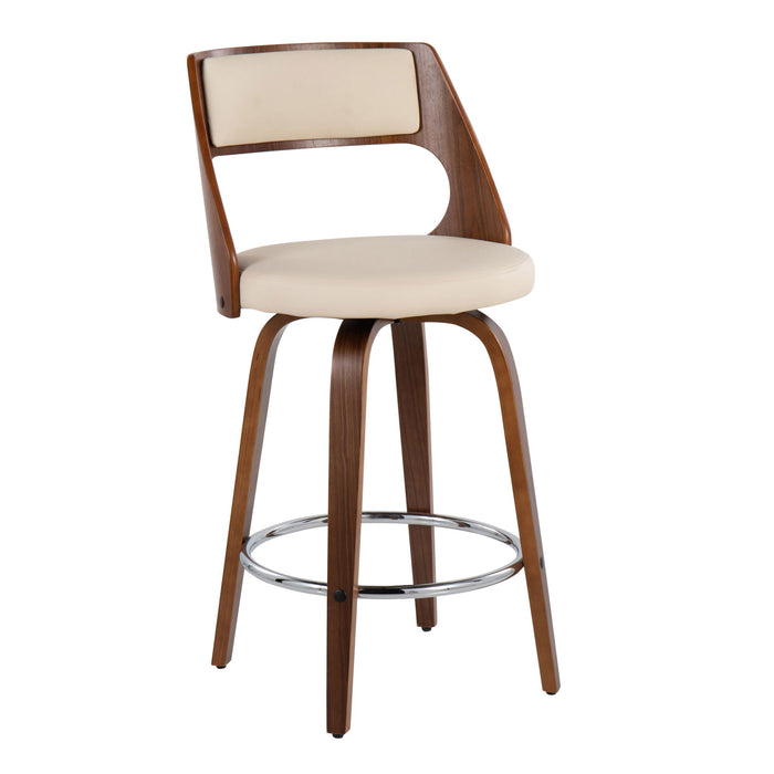 Cecina - Mid-Century Modern Fixed Height Counter Stool With Swivel And Round Footrest (Set of 2)