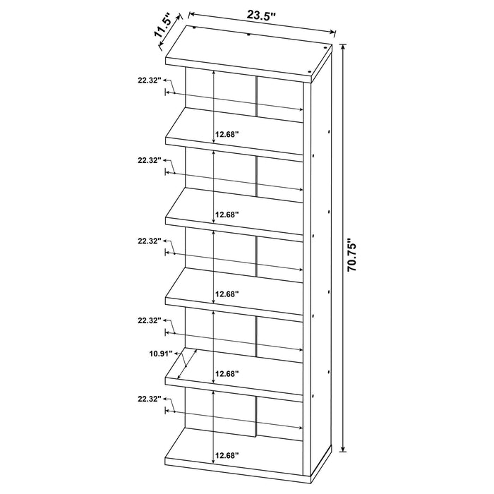 5 Shelf Bookcase - Gray Furniture Max