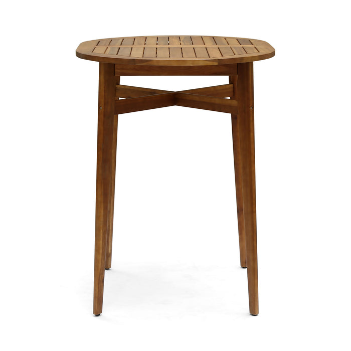 Outdoor Acacia Wood Bar Table With Slat Top