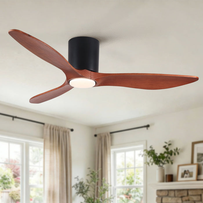 Low Profile Flush Mount Ceiling Fan With Light And Reversible Quiet Motor - Matte Black Daily Nest