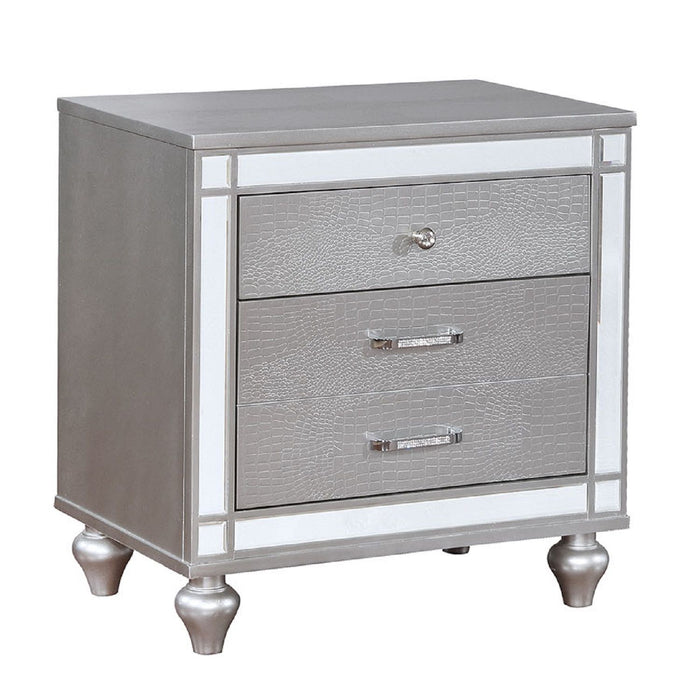 Contemporary Nightstand With Crocodile Textured Trim Home Essentials